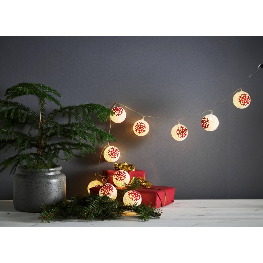 Eglo 411113 - Cadena de luces de Navidad LED ORNAMENT 10xLED/3xAA 1,65m blanco cálido