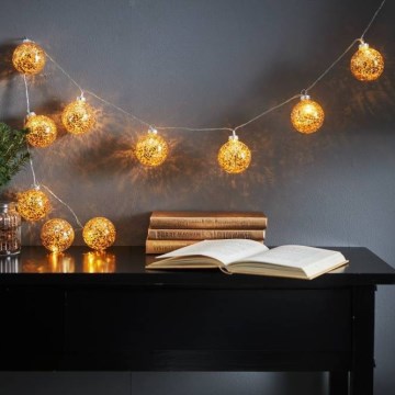 Eglo 411115 - guirnalda LED GLITTER 10xLED/2xAA 1,65 m blanco cálido