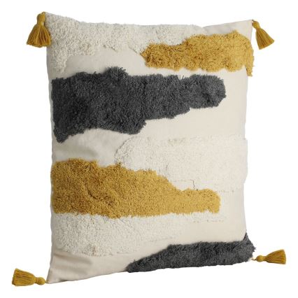 Eglo - Almohada decorativa 45x45 cm amarillo/gris
