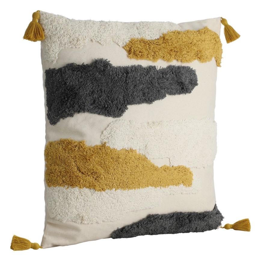 Eglo - Almohada decorativa 45x45 cm amarillo/gris