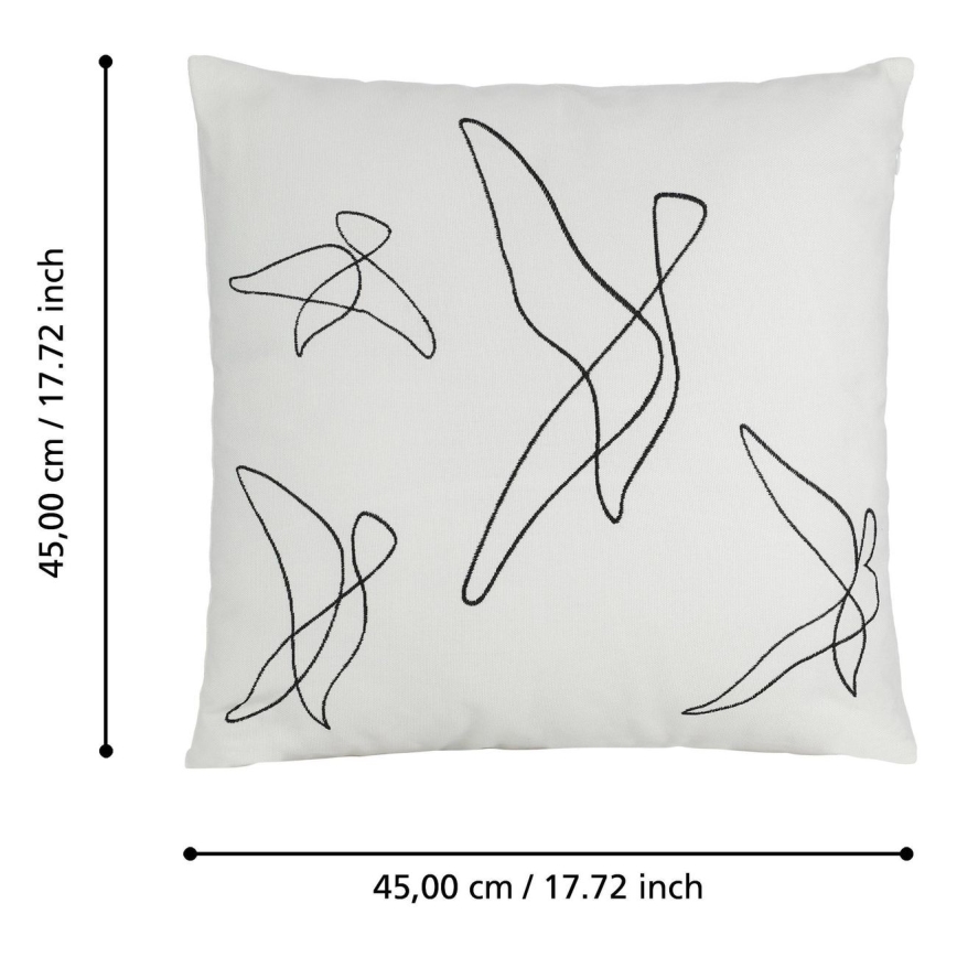 Eglo - Almohada decorativa 45x45 cm blanco/negro
