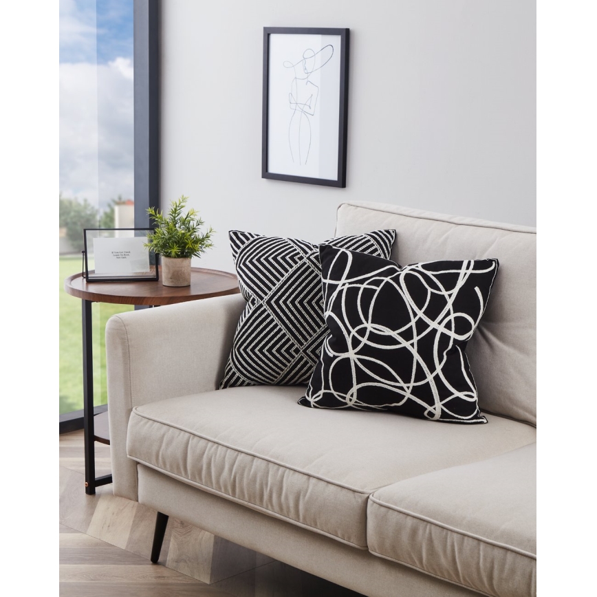 Eglo - Almohada decorativa 45x45 cm negro/blanco