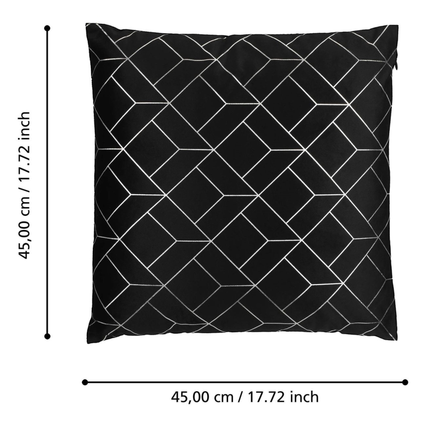 Eglo - Almohada decorativa 45x45 cm negro/plata