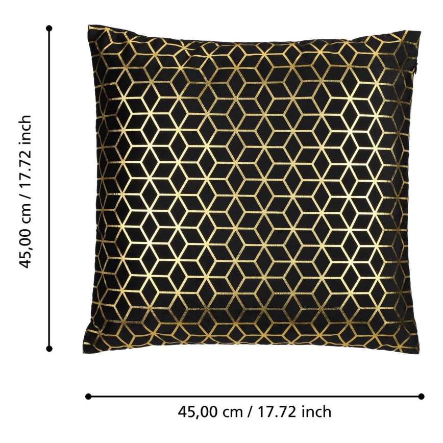 Eglo - Almohada decorativa 45x45 cm negro/dorado