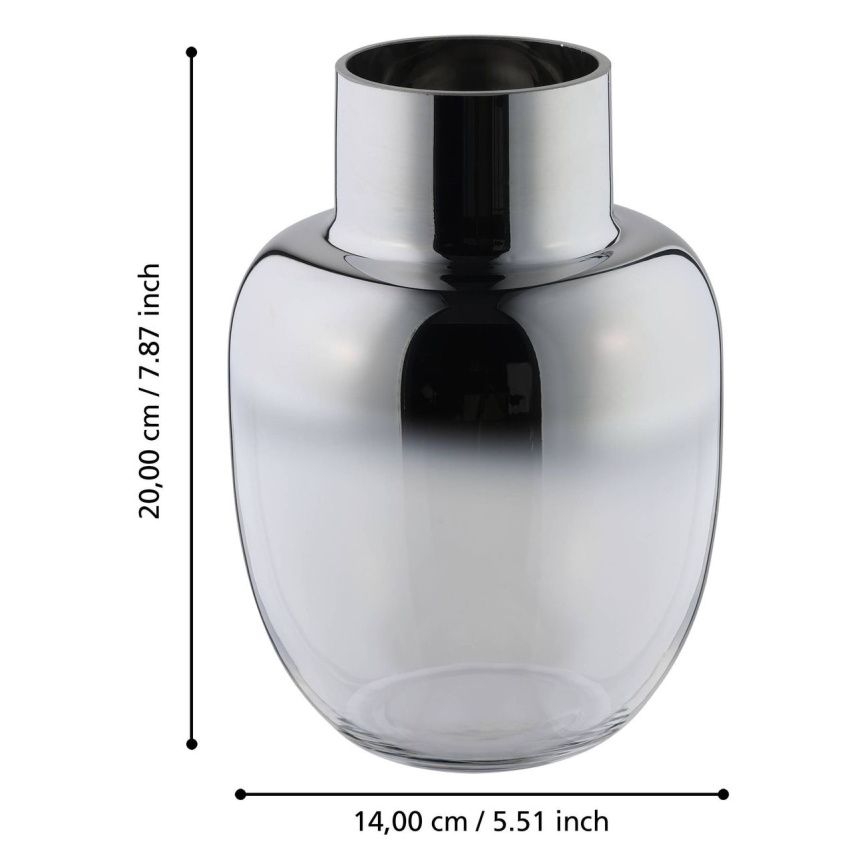 Eglo - Jarrón de cristal 20x14 cm plata