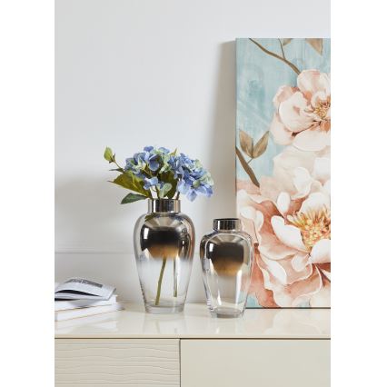 Eglo 421359 - Jarrón de vidrio KENYASI 27 x 15,5 cm, acabado cromado brillante