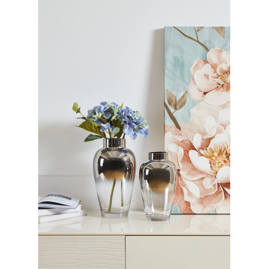 Eglo 421359 - Jarrón de vidrio KENYASI 27 x 15,5 cm, acabado cromado brillante