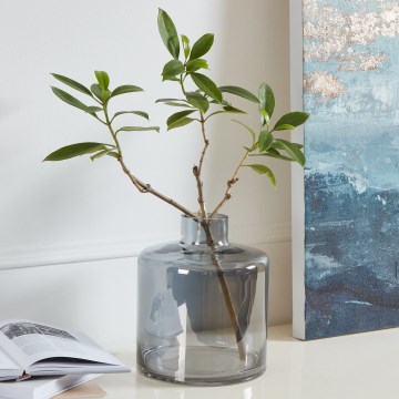 Eglo 421385 - Jarrón de vidrio NABAS 24,5 x 21 cm, negro/ahumado