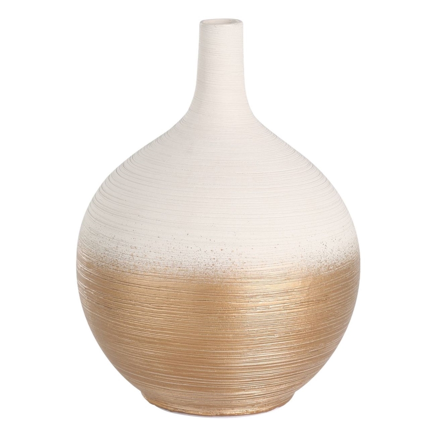 Eglo - Jarrón de ceramica 22x16 cm blanco/dorado