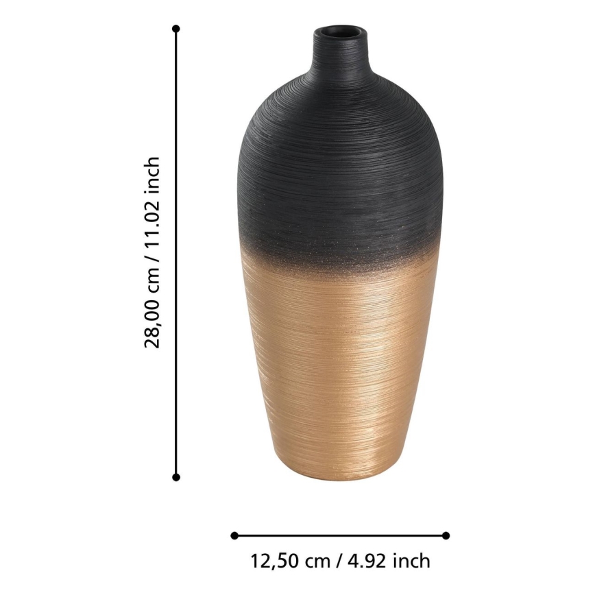 Eglo - Jarrón de ceramica 28x12,5 cm negro/dorado