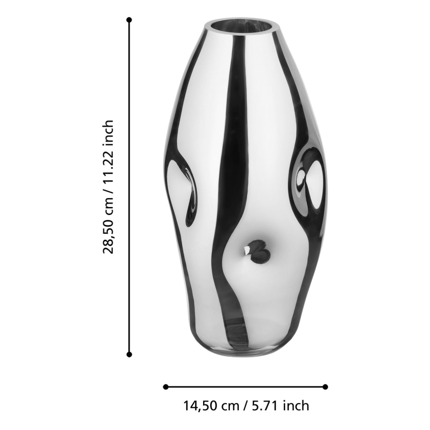 Eglo 421682 - Jarrón de vidrio XIPORAI 28,5 x 14,5 cm cromado brillante
