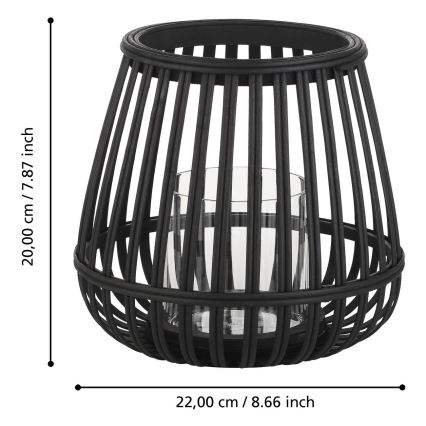 Eglo - Candelabro 20x22 cm negro/bambú