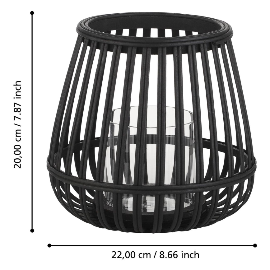 Eglo - Candelabro 20x22 cm negro/bambú
