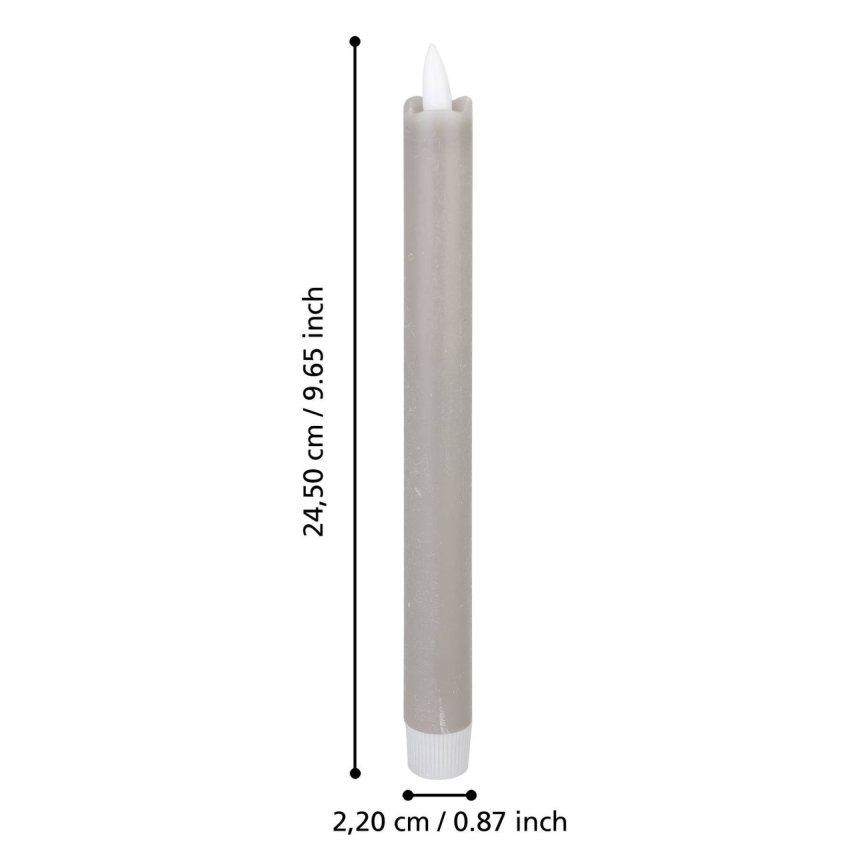 Eglo - JUEGO 2x Vela LED LED/1xAAA 24,5 cm gris