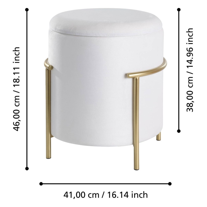 Eglo - Taburete 46x41 cm blanco/dorado