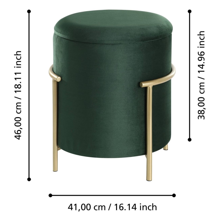 Eglo - Taburete 46x41 cm verde/dorado