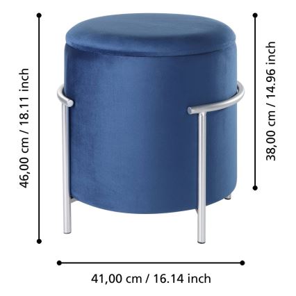 Eglo - Taburete 46x41 cm azul/cromo