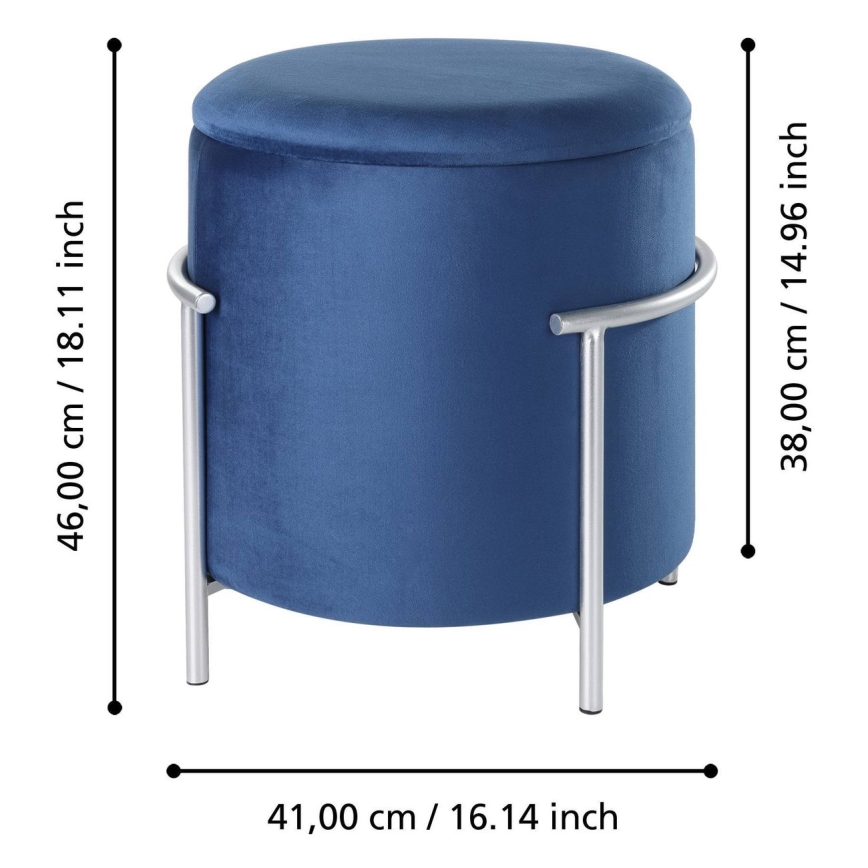 Eglo - Taburete 46x41 cm azul/cromo