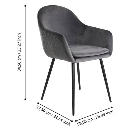 Eglo - Silla de comedor 87,5x58,5 cm gris