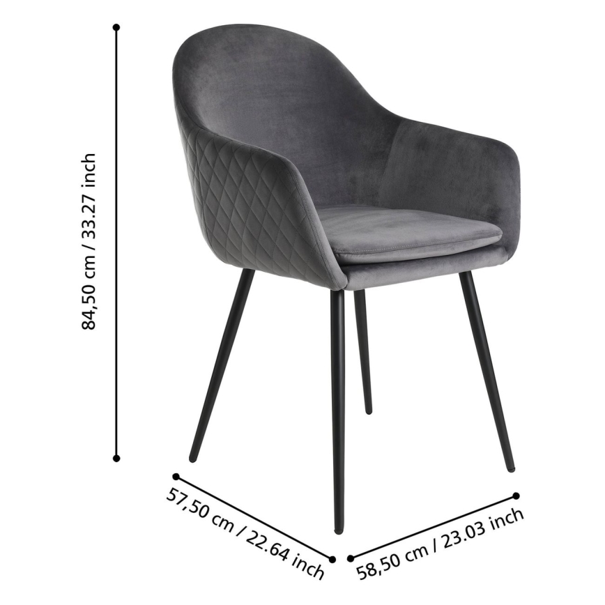 Eglo - Silla de comedor 87,5x58,5 cm gris