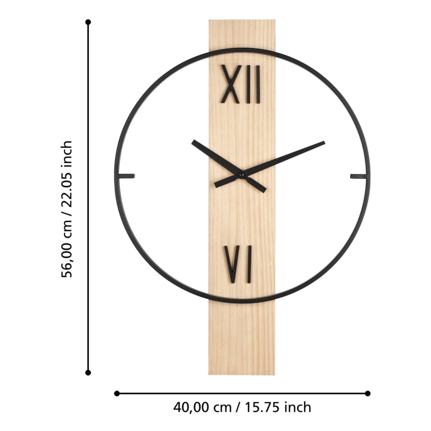 Eglo - Reloj de pared 1xAA 56x40 cm madera/metal