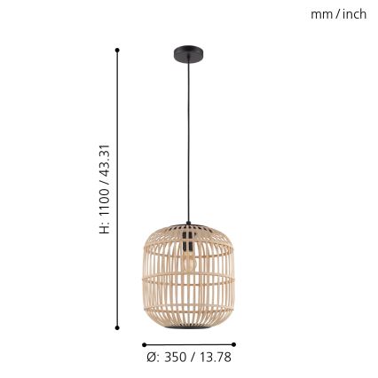 Eglo - Lámpara colgante 1xE27/28W/230V
