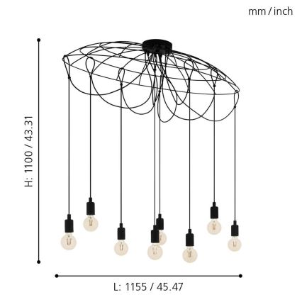 Eglo - Lámpara colgante 8xE27/40W/230V