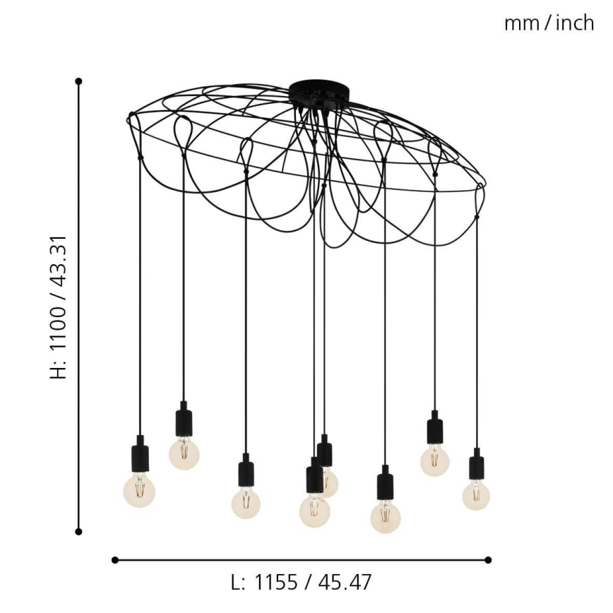 Eglo - Lámpara colgante 8xE27/40W/230V