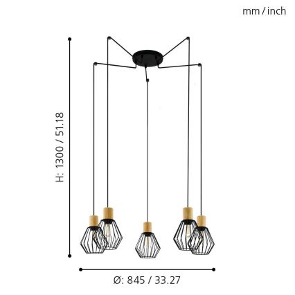 Eglo - Lámpara colgante 5xE27/60W/230V araña