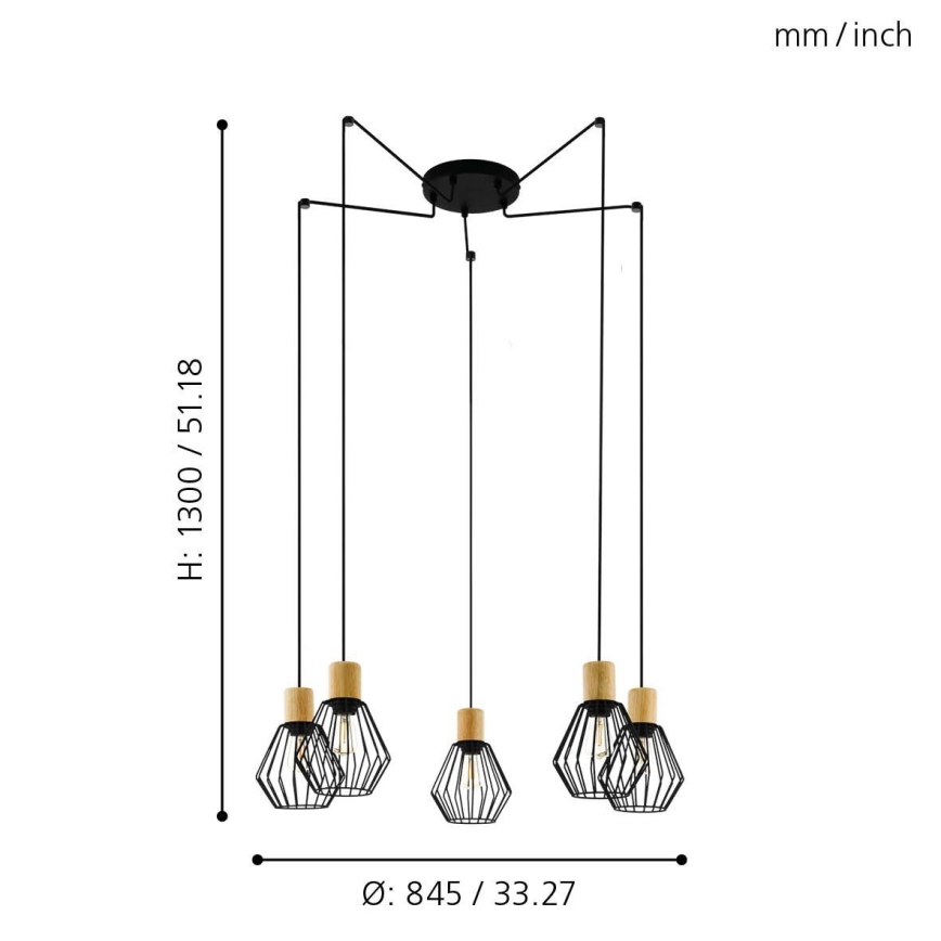 Eglo - Lámpara colgante 5xE27/60W/230V araña