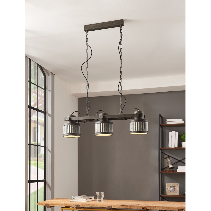 Eglo - Lámpara colgante con cadena 3xE27/28W/230V