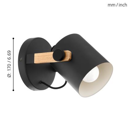 Eglo - Aplique de pared 1xE27/28W/230V