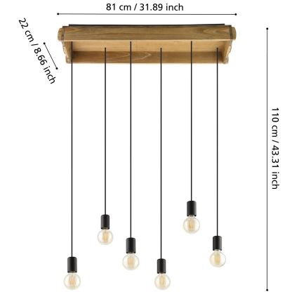 Eglo - Lámpara colgante 6xE27/40W/230V