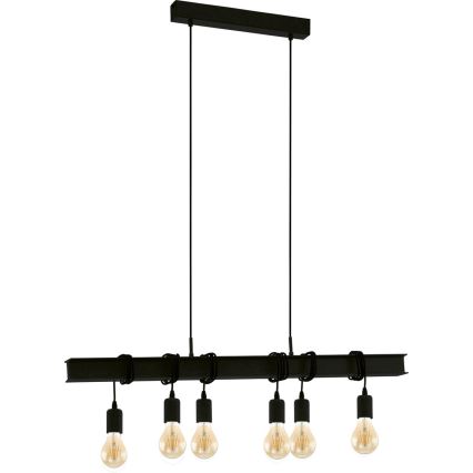 Eglo 43712 - Lámpara colgante TOWNSHEND 6xE27/60W/230V negro