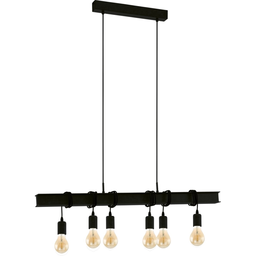 Eglo 43712 - Lámpara colgante TOWNSHEND 6xE27/60W/230V negro