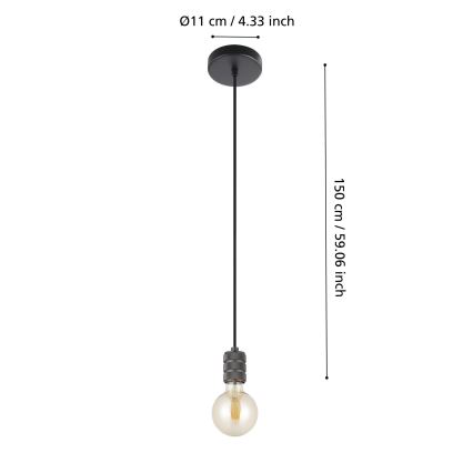 Eglo - Lámpara colgante con cable 1xE27/40W/230V negra