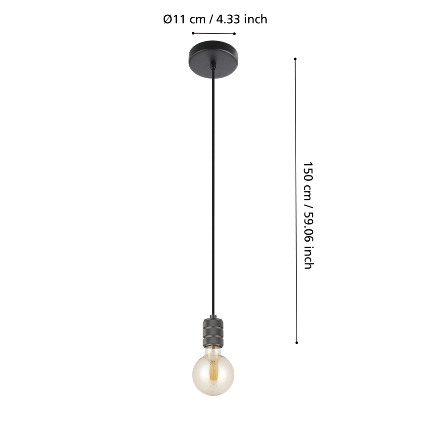 Eglo - Lámpara colgante con cable 1xE27/40W/230V negra