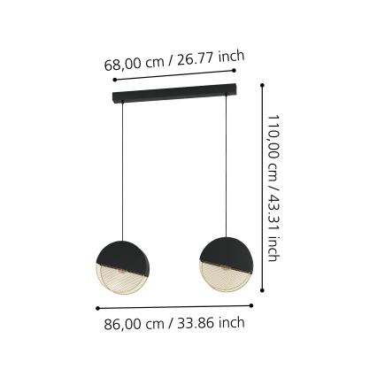 Eglo - Lámpara colgante 2xE27/40W/230V