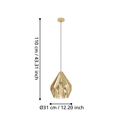 Eglo - Lámpara colgante con cable 1xE27/60W/230V Ø 31 cm