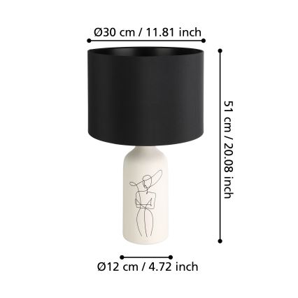 Eglo - Lámpara de mesa 1xE27/40W/230V negra/blanca