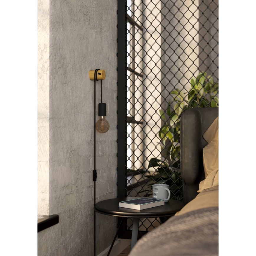 Eglo - Lámpara de pared 1xE27/13W/230V negra/beige