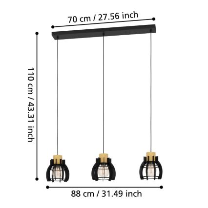 Eglo - Lámpara colgante 3xE27/40W/230V