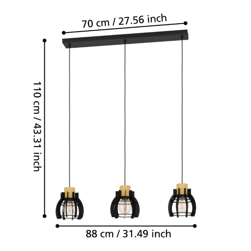 Eglo - Lámpara colgante 3xE27/40W/230V