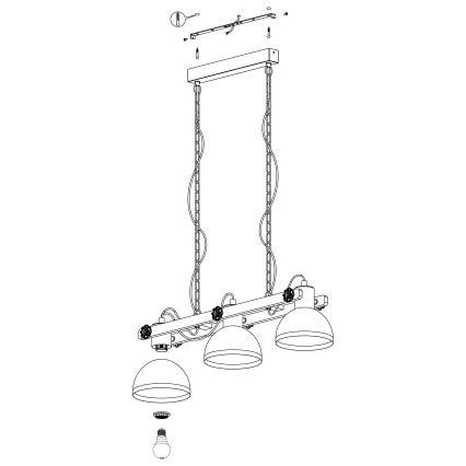 Eglo - Lámpara colgante con cadena 3xE27/28W/230V