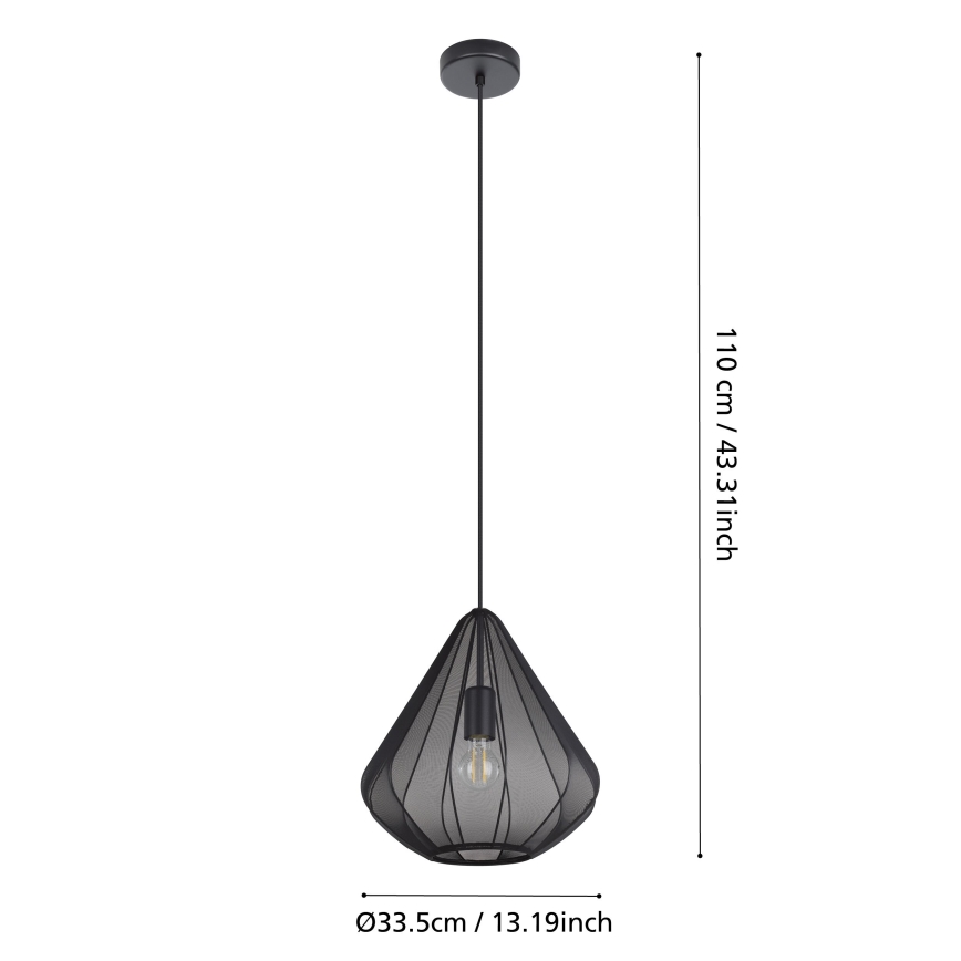 Eglo - Lámpara colgante 1xE27/40W/230V diá. 33,5 cm negro
