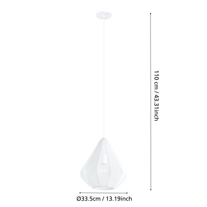 Eglo - Lámpara colgante 1xE27/40W/230V diá. 33,5 cm blanco