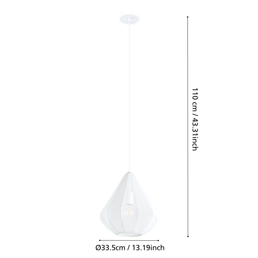 Eglo - Lámpara colgante 1xE27/40W/230V diá. 33,5 cm blanco