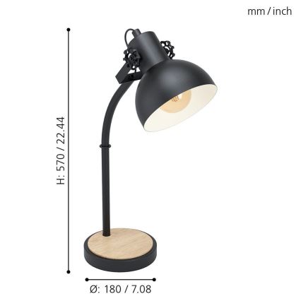 Eglo - Lámpara de mesa 1xE27/28W/230V