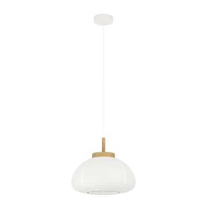 Eglo - Lámpara colgante con cable 1xE27/40W/230V Ø 40 cm blanco/beige