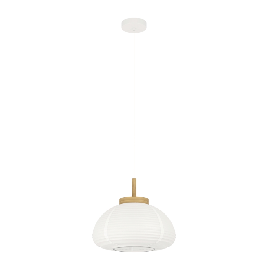 Eglo - Lámpara colgante con cable 1xE27/40W/230V Ø 40 cm blanco/beige
